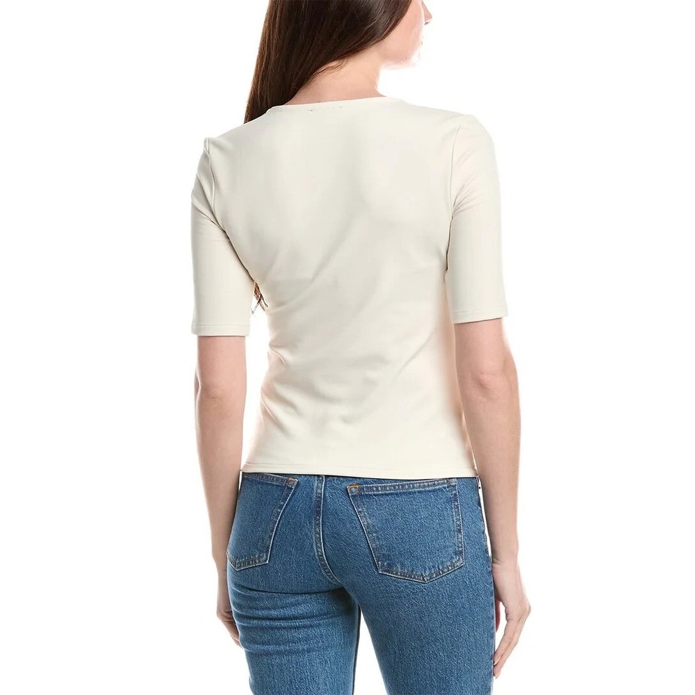 Rag and Bone Jackie Ribbed Scoopneck Short Sleeve Top Size XS Ivory $198 - Picture 2 of 5